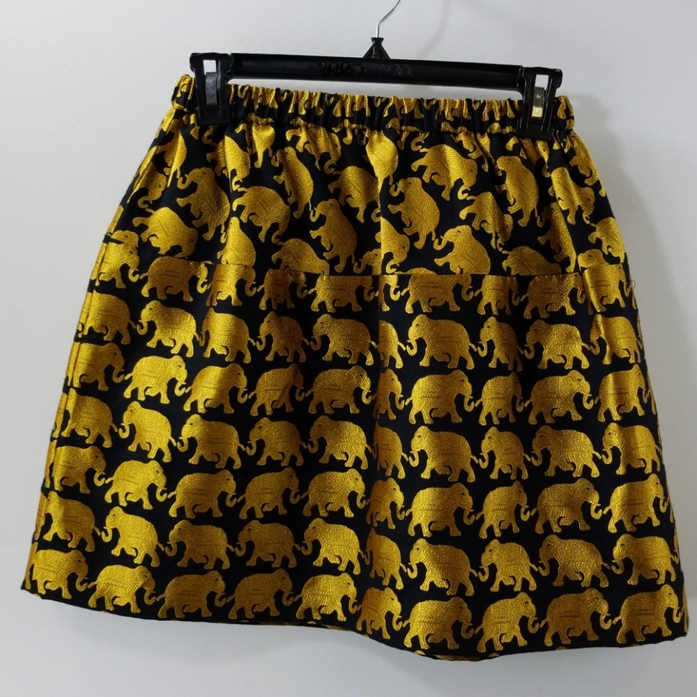 Crewcuts Black/Gold Elephant Print A-line Skirt 12